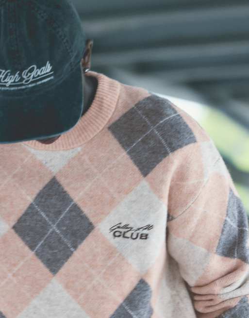 Pull&Bear pull brodé à losanges rose, 4 de 7