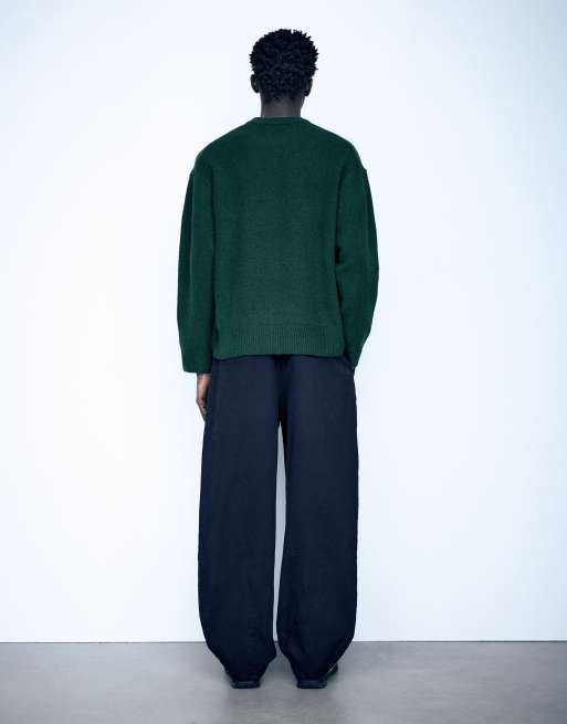 Pull&Bear pull col rond basique vert foncé, 2 de 7