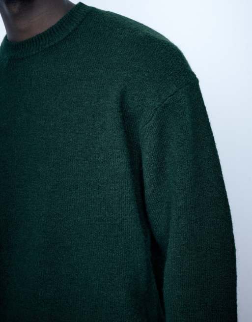 Pull&Bear pull col rond basique vert foncé, 3 de 7