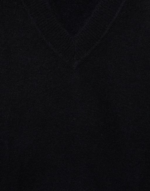 Pull&Bear pull col V coupe carrée noir, 6 de 7