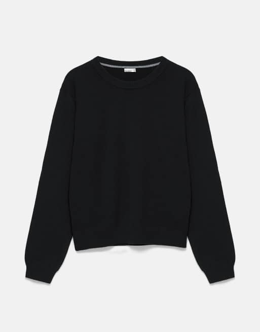 Pull&Bear pull coupe classique noir, 5 de 7