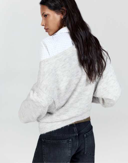 Pull&Bear pull coupe regular à encolure bateau en gris pâle, 2 de 6