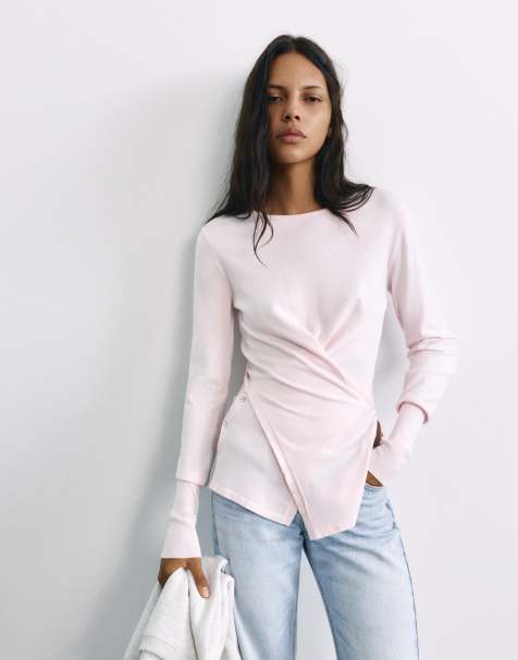 Pull&Bear pull croisé boutonné rose - view 1