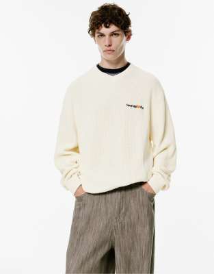 Pull en maille  slogan brod - cass - Pull & bear - Modalova