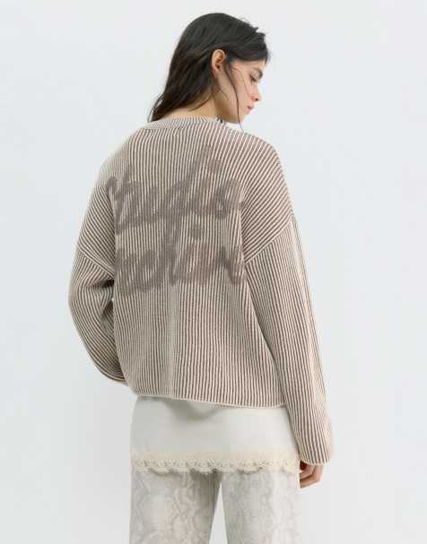 Pull&Bear - Pull en maille contrastante - Taupe - view 1