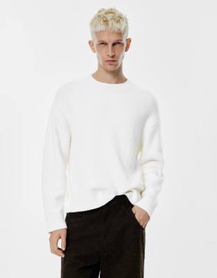 Pull & Bear - Pull en maille douce - Blanc cassé