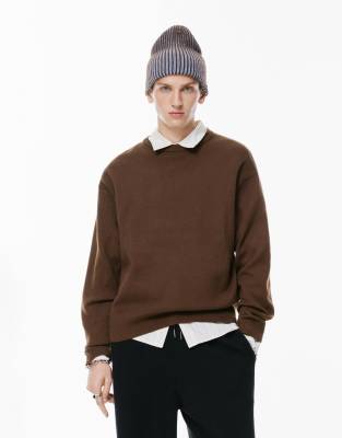 Pull en maille douce - Chocolat - Pull & bear - Modalova