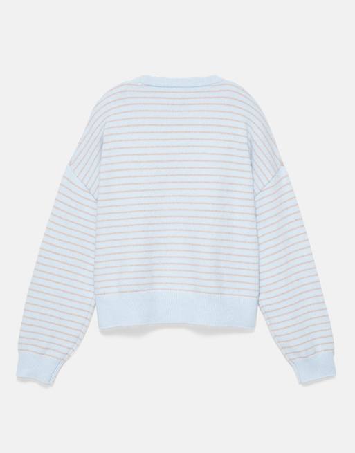 Pull&Bear pull en maille douce coupe carrée bleu clair, 7 de 7