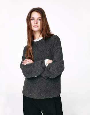 Pull & Bear - Pull en maille douce - Gris