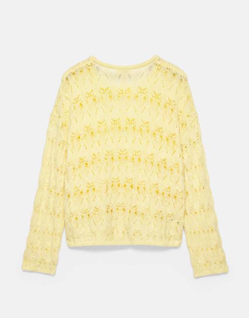 Pull&Bear - Pull en maille fluide à découpes - Jaune, 7 de 7