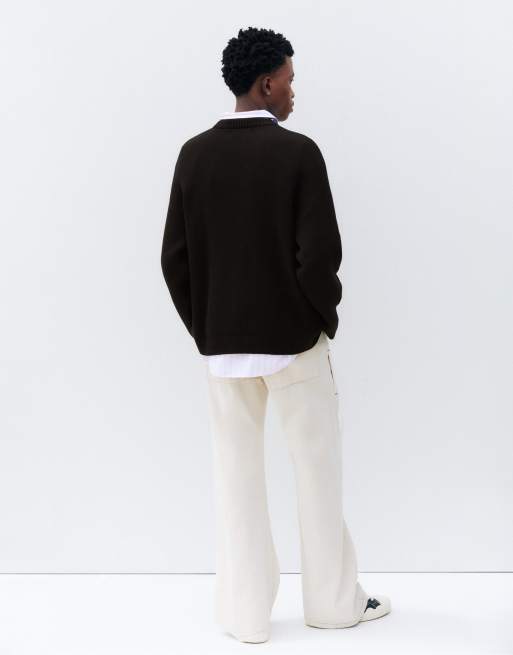 Pull&Bear pull en maille graphique noir, 2 de 5