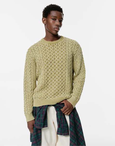 Pull&Bear - Pull en maille torsadée - Vert pomme délavé - view 1