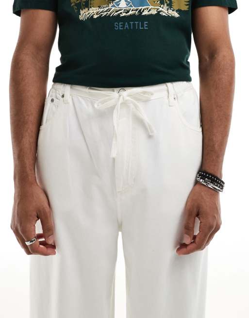 Pull&Bear pull on baggy jeans in ecru