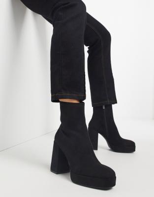 pull and bear black platform boots