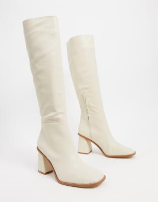 cream over the knee boots