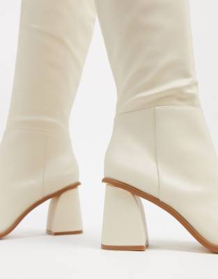 cream knee length boots
