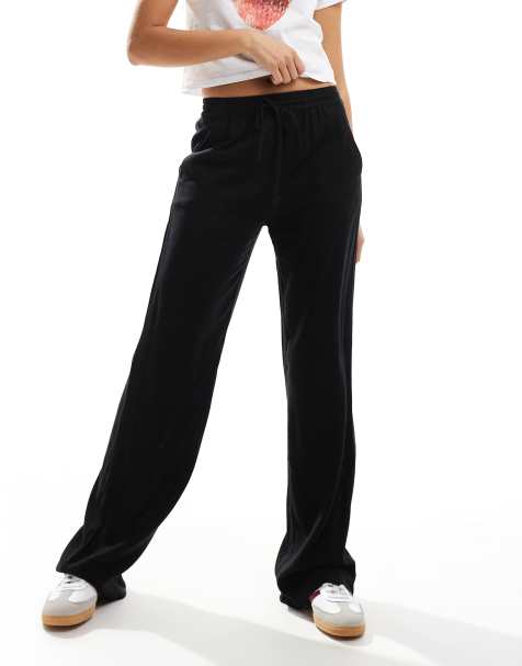 Pull&Bear pull on textured trousers in black - view 1