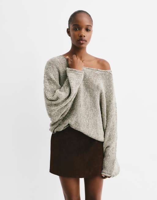 Pull&Bear - Pull oversize à manches volumineuses - Marron