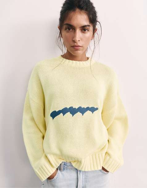 Pull&Bear pull oversize cœur jaune - view 1