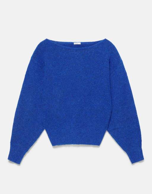 Pull&Bear Pullover in Regular Fit mit U-Boot-Ausschnitt in Dunkelblau, 5 von 7