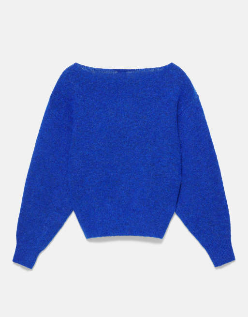 Pull&Bear Pullover in Regular Fit mit U-Boot-Ausschnitt in Dunkelblau, 7 von 7