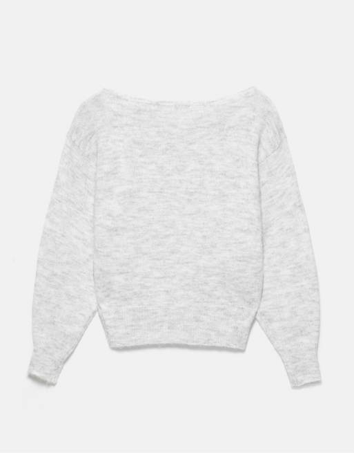 Pull&Bear Pullover in Regular Fit mit U-Boot-Ausschnitt in Hellgrau, 6 von 6