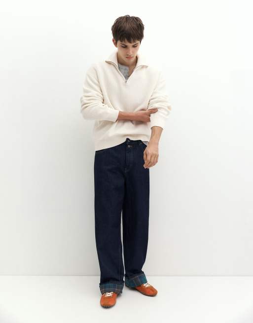 Pull&Bear Pullover mit halbem Reißverschluss in Wollweiß, 4 von 7