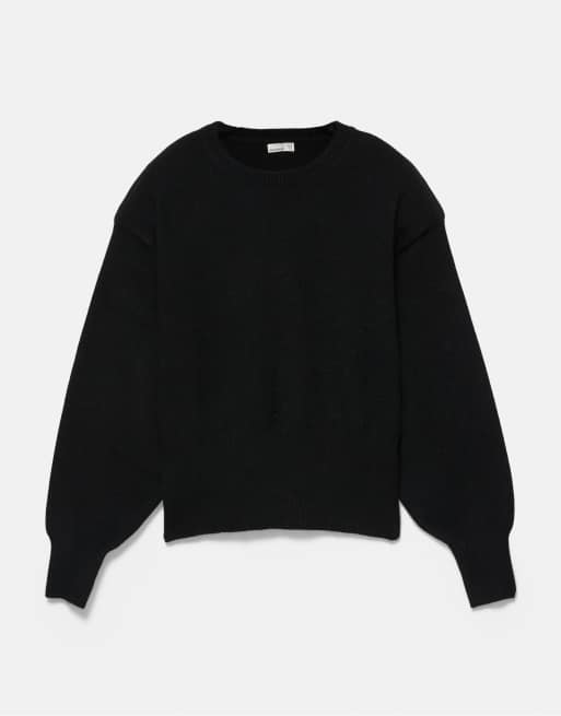 Pull&Bear Pullover mit Schulterpolstern in Schwarz, 5 von 7