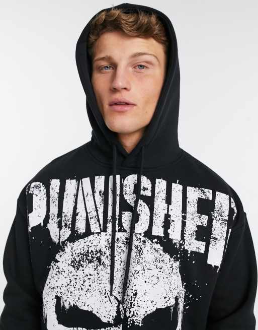 Pull Bear Punisher hoodie in black ASOS