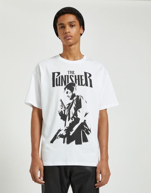 Pull&Bear Punisher t-shirt in white | ASOS