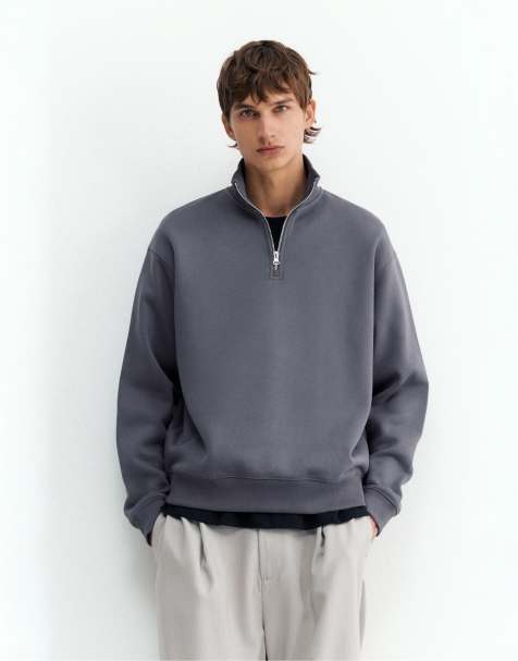 Pull&Bear Quarter-zip sweatshirt in grey blue - view 1
