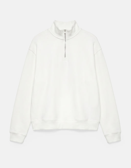 Pull&Bear Quarter-zip sweatshirt in off white, 5 of 7