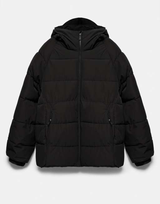 Pull&Bear quiltad jacka med huva i svart, 6 av 7