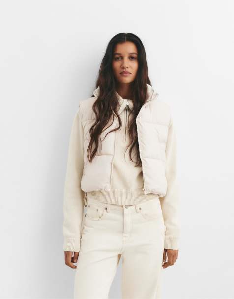 Pull&Bear Quilted gilet in beige - view 1
