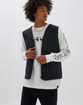 Pull&Bear quilted gilet in black