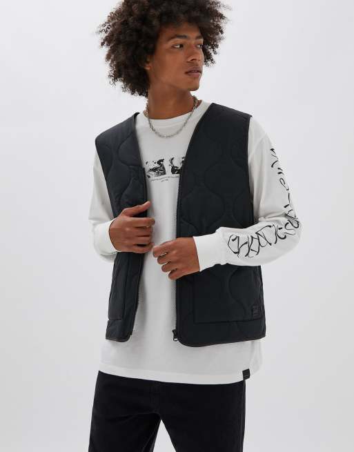 Pull Bear quilted gilet in black