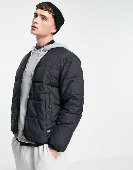 Pull&Bear quilted jacket in black | ASOS