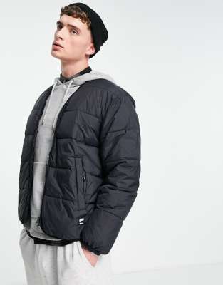 Pull & Bear Quilted Jacket In Black ModeSens