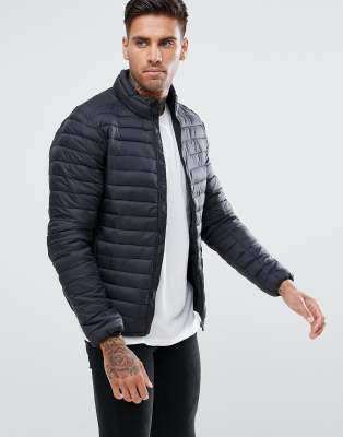 Pull&Bear Quilted Jacket In Black | ASOS