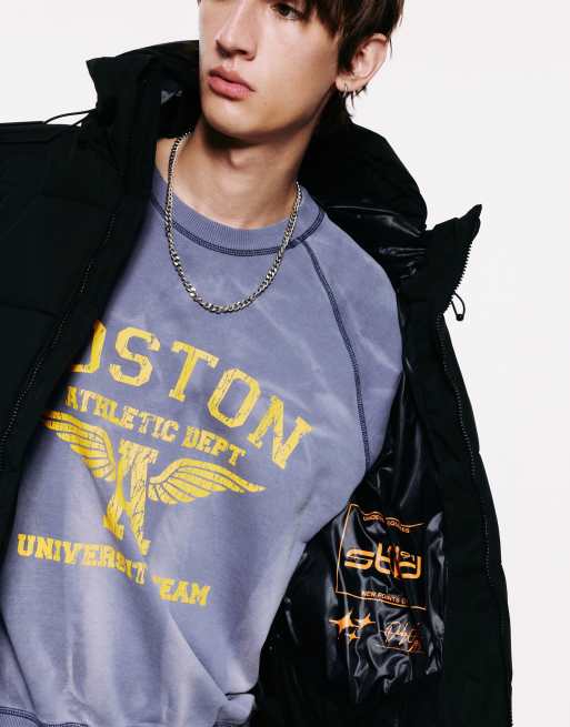 Pull&Bear Quilted jacket with hood in black, 3 of 7