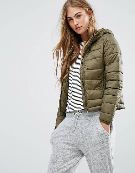 Pull&Bear Quilted Jacket With Hood | ASOS