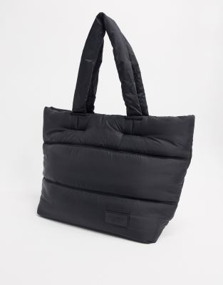 black padded tote bag