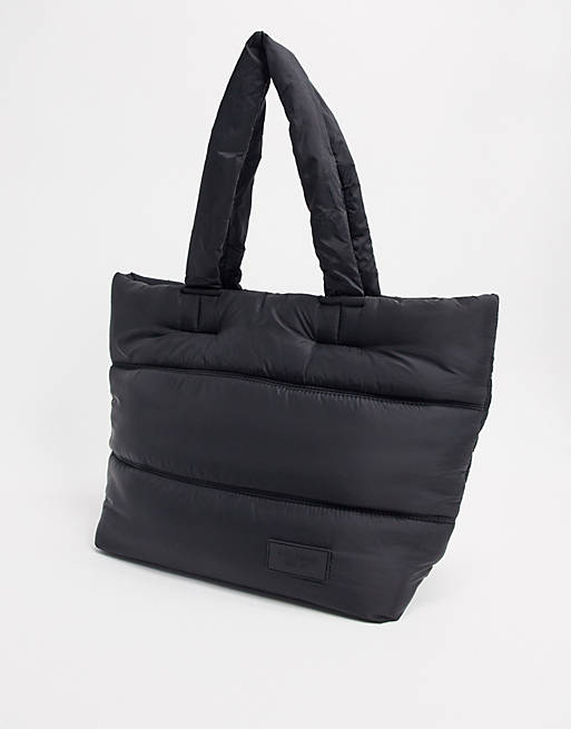 Pull&Bear quilted tote bag in black | ASOS