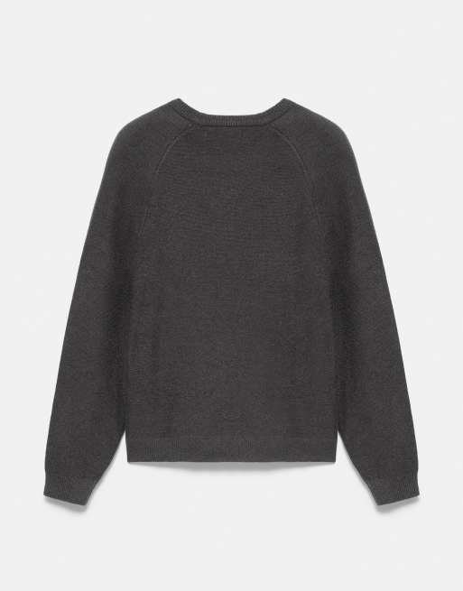 Pull&Bear Raglan sleeve jumper in dark anthracite, 7 of 7