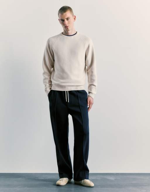 Pull&Bear Raglan sleeve jumper in off white, 4 of 7