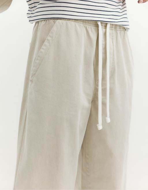 Pull&Bear - Råhvide posede joggingbukser, 3 af 4
