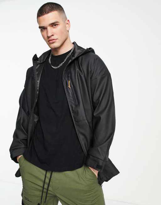 Pull&Bear rain jacket in black | ASOS