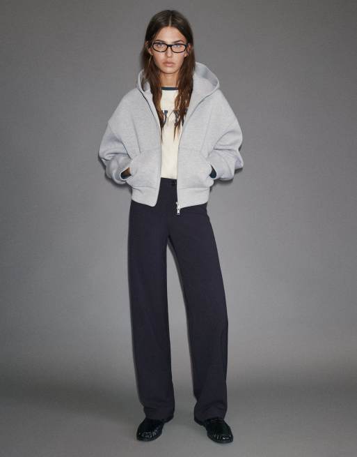 Pull&Bear raka finbyxor i marinblått, 4 av 7