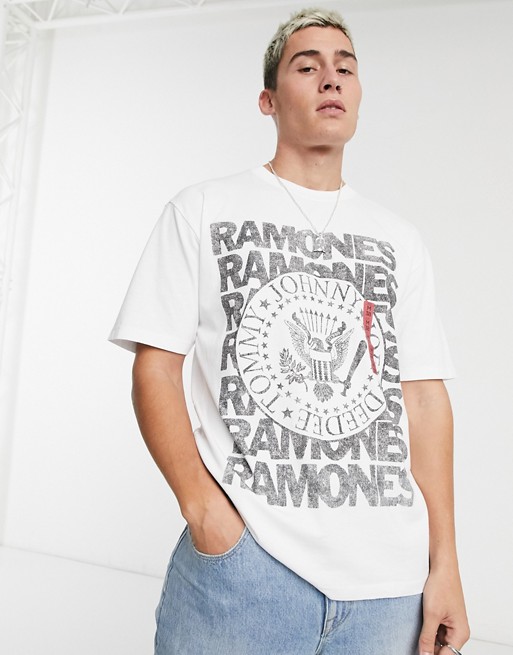 Pull&Bear Ramones t-shirt in white