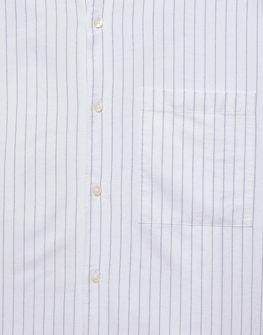 Pull&Bear randig långärmad skjorta i off white, 5 av 6